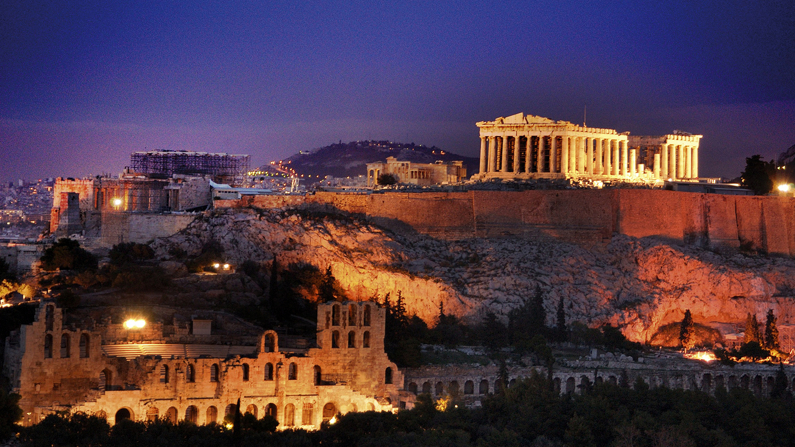 acropolis at night